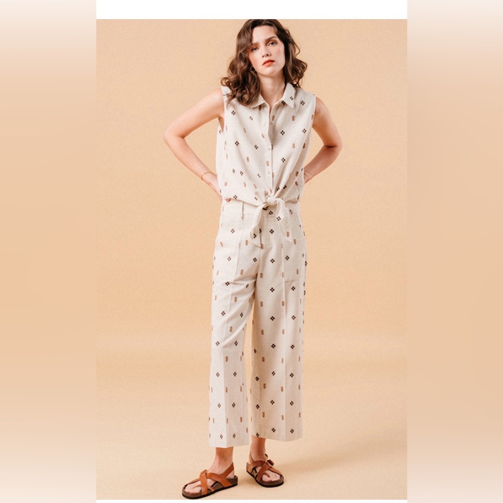 NWT Grace & Mila Messina Trousers Linen Blend Embroidered Lagenlook , XL - Picture 2 of 9